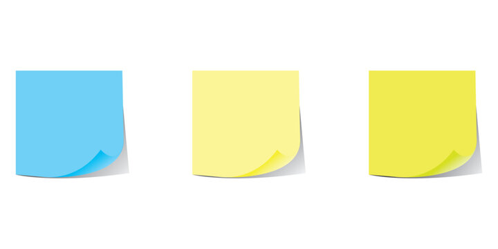 realistic set stick note isolated white background post it notes collection with shadow