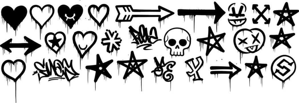 Black and white graffiti style stickers and emblems collection