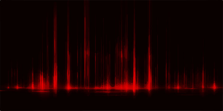 A striking red soundwave or pulse visualized against a dark background, representing audio or energy transmission.