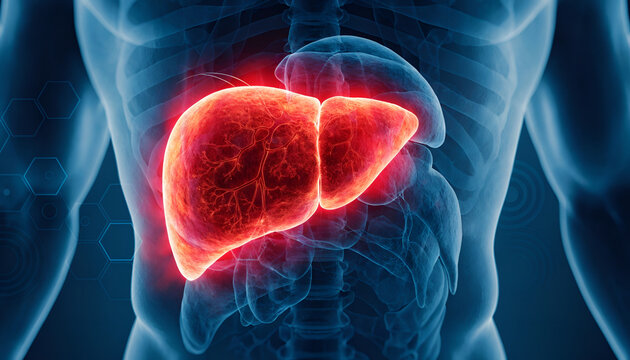 3D Anatomy Illustration Human Liver Anatomy and Liver Disease Concepts