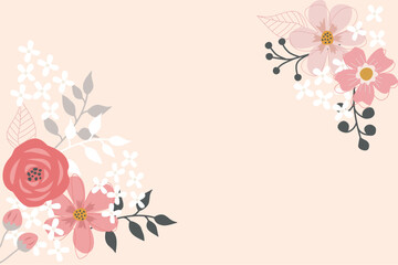 Elegant Floral Corner Frame Template in Soft Mauve and Beige, Perfect for Wedding Invitations, Greeting Cards, Feminine Stationery, Baby Showers, and Decorative Backgrounds ©  Maisie uu