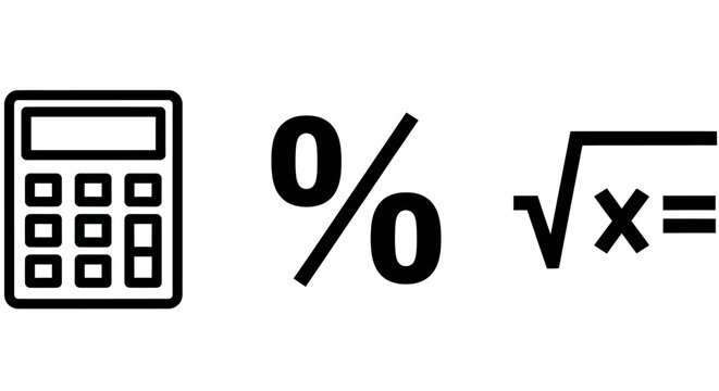 Calculator math percentage and square root symbol icon set for education and finance with calculator mathematics percentage education accounting calculation scientific equation geometry