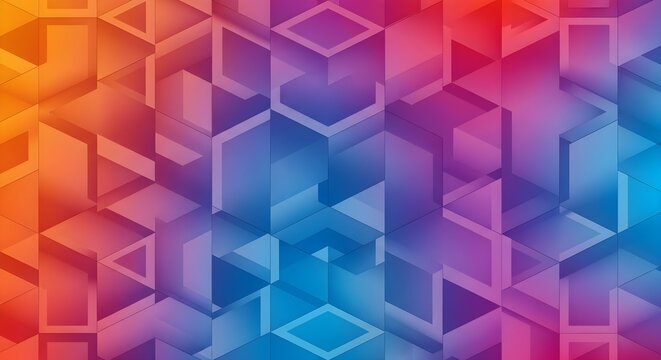 Vibrant 3D geometric cubes form a colorful gradient pattern background