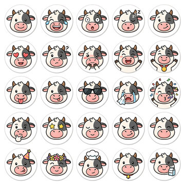 Collection of Cow Emojis and Sticker Faces
