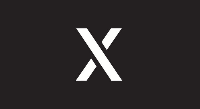 Minimalist white letter X icon on solid black background