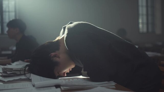居眠りする男性