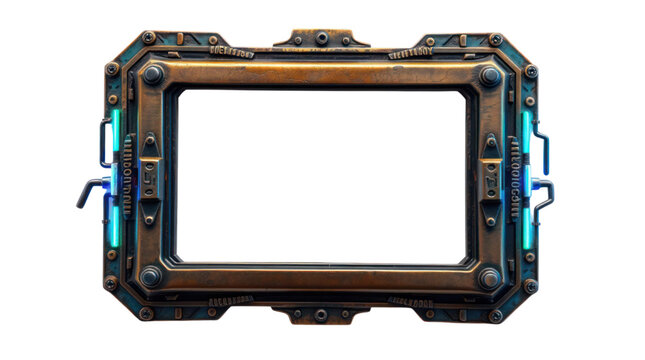 Technology Data Frame with Glowing Blue Lights for Futuristic Ui Game Element Display