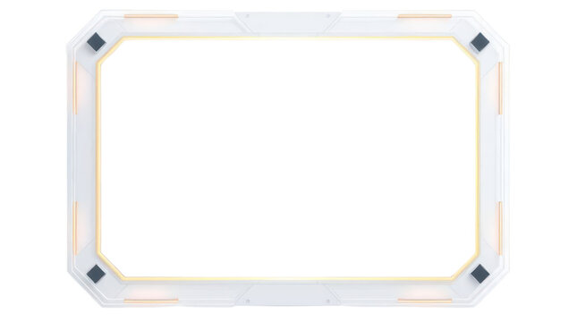 Technology White Glowing Frame Element with Yellow Led Lights for Modern Ui Overlay