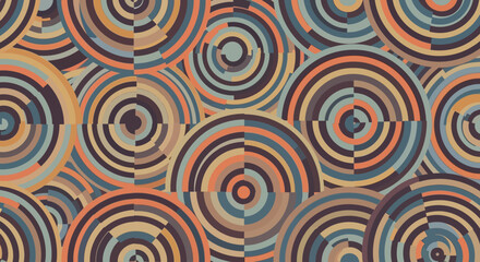 Fototapeta premium Abstract Geometric Circles Pattern, Retro Colors, Seamless Background
