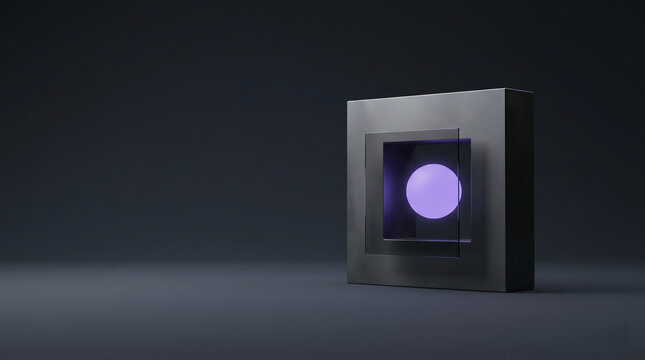 Minimalist 3D confidential computing secure enclave concept for private AI inference cloud security SaaS landing page banner