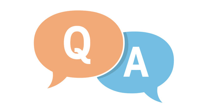 Question and answer speech bubbles on white background