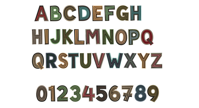 Decorative Alphabet Letters and Numbers - Vintage Style Font
