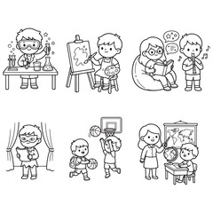 Fototapeta premium Children Engaged in Various Creative Activities.