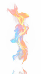 Obraz premium A vibrant, elongated flame in red, orange, and blue hues, seemingly suspended against a gradient backdrop