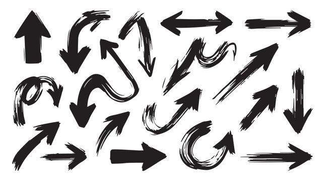 Black Brush Strokes business Set Vector &ndash; Grunge Ink Paint Collection, Abstract Brush Stroke Banners, Watercolor Texture & Dirty Grunge brush stroke arrows Design
