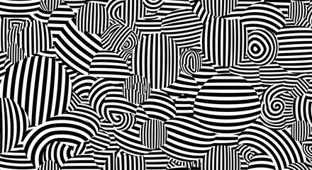 Fototapeta premium Black and white abstract optical illusion pattern