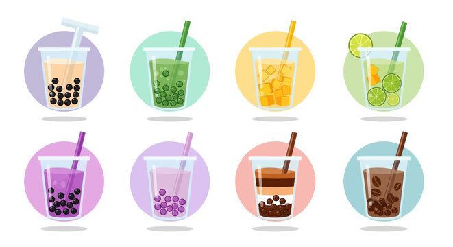 Bubble Tea Drinks Collection - Flat Icon Set