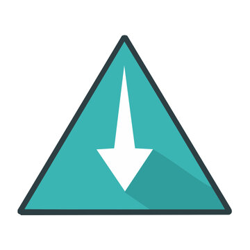 Teal triangle with downward arrow icon