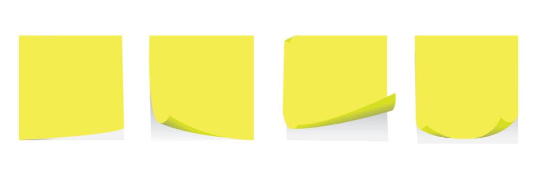 realistic set stick note isolated white background post it notes collection with shadow