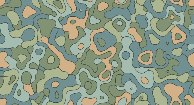 Abstract Organic Shapes Pattern, Earth Tones Camouflage Background
