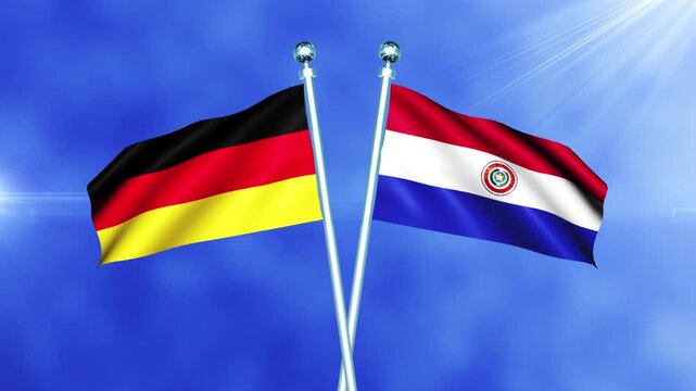 Germany and Paraguay Flag Waving on Pole Loop