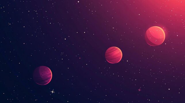 Futuristic Cosmic Scene with Vibrant Red Planets in Space