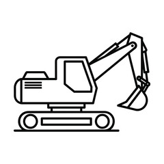 Fototapeta premium Construction excavator icon vector illustration for heavy machinery and site development