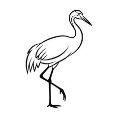 Obraz premium Elegant crane bird icon vector line art for nature and wildlife conservation themes