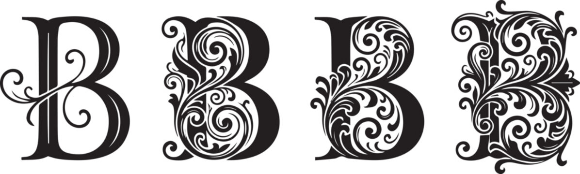 Decorative Letter B Monogram Collection with Ornamental Floral Typography Logos and Elegant Vintage Initial Designs