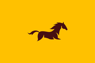 Modern running horse logo featuring an elegant animal silhouette with flowing mane and dynamic movement. © Insan