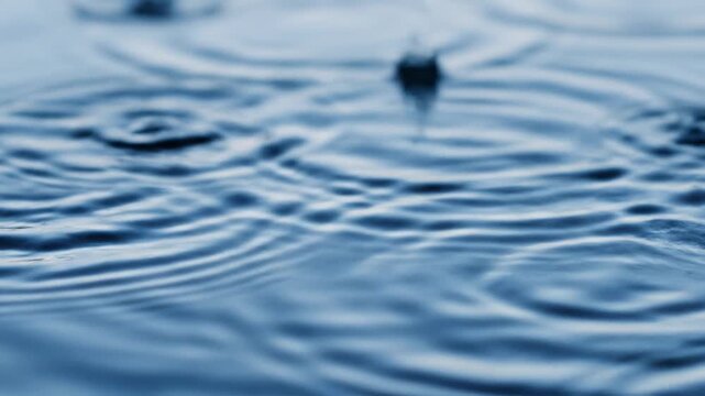 水面に雨粒が落ちる　波紋