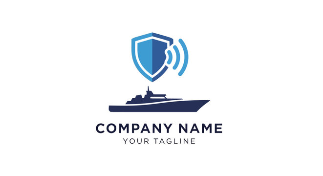 Company logo template with shield and boat.