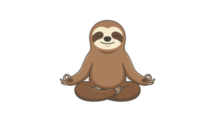 Fototapeta premium Cute meditating sloth cartoon character practicing yoga