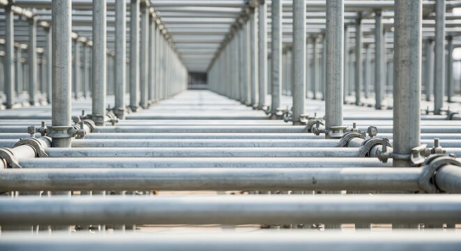 Industrial metal scaffolding structure construction site background