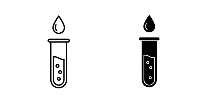 Laboratory test tube with chemical drop icon set laboratory chemistry experiment scientific research