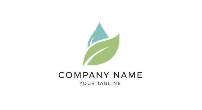 A green leaf and water logo.