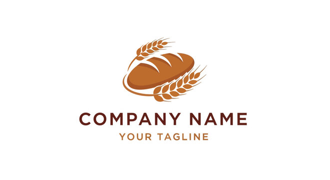 Baking company logo with bread and wheat.