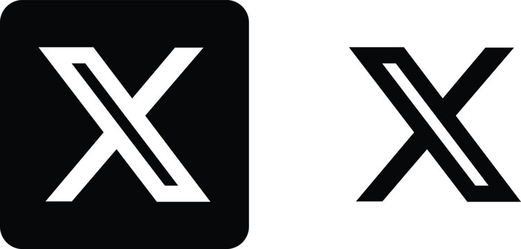 Twitter X logo icon set, collection and group of letter X, alphabet, monogram, mark and symbol designs isolated minimal outline geometric branding elements pack