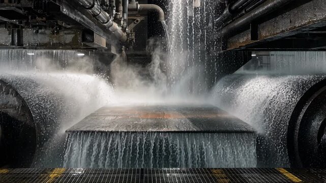 Industrial medium shot of alloy steel plate being rolled with powerful machinery emphasizing strength and durability for heavyduty applications