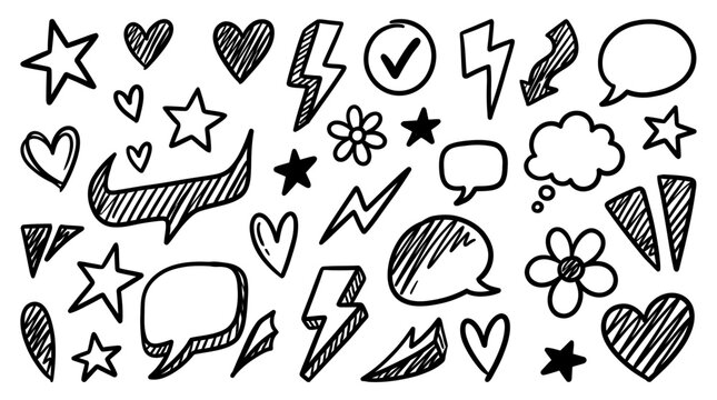 Hand-drawn Doodle Vector Elements Set for Creative Design Projects and Decorative Accents