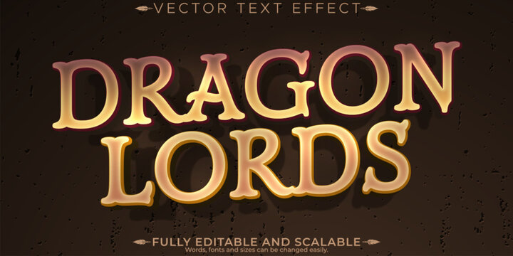 Dragon editable text effect, editable lord and fire text style