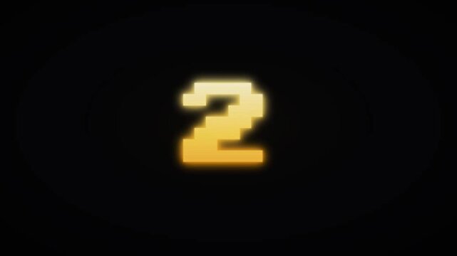 Retro arcade game countdown animation with ready numbers and go text on dark background
