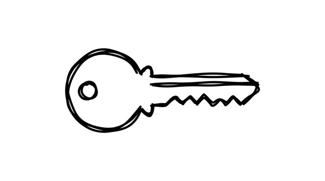 Simple line drawing of a key, symbolizing access, security, and solutions