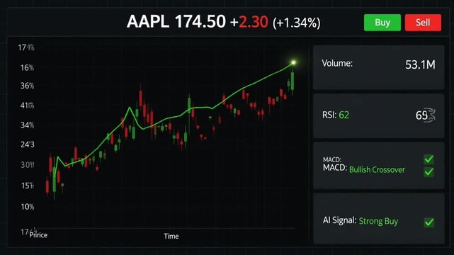 Stock market chart with green and red bars on screen display  business finance analysis