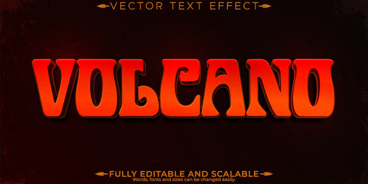 Volcano editable text effect, editable eruption and lava text style