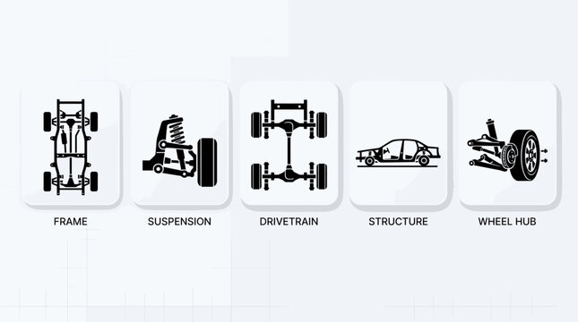 Automotive Engineering Components Icons Set