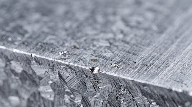 Close-up macro texture of scratched silver metal block surface
