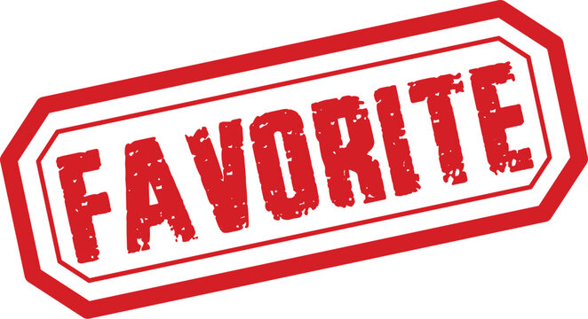 Red rubber stamp graphic 'favorite' text approval choice and recommendation seal