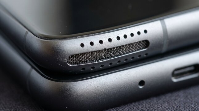 Smartphone speakers detail, close-up, modern design