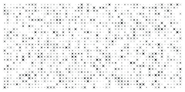 Abstract black and white halftone cross star pattern seamless background texture vector design template